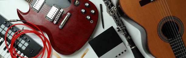 istock Set of different musical instruments on white background 1969490117