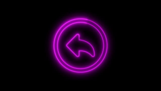 Neon purple shear symbol glowing a animated dark background.