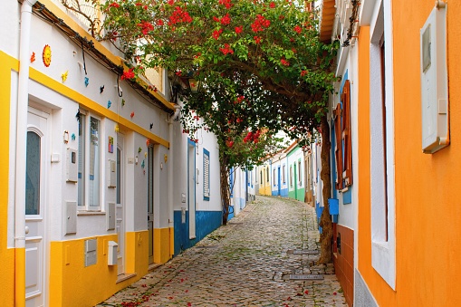 Street of Ferragudo fisherman village, Algarve Portugal