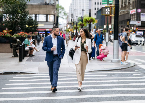 istock Manhattan business professionals outdoors with coffee 1969565516