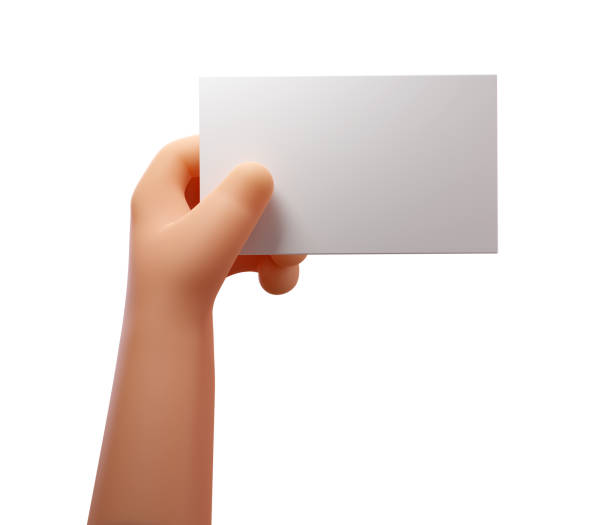istock 3D Hand Holding Blank Paper Isolated on white background. Render Empty Paper Sheet in Hand. Label or Tag. Empty Business Card. Visit Card Template. Advertising. 3d render illustration 1969570265