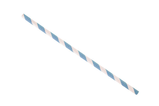 istock Blue striped paper straw isolated on white background 1969613721