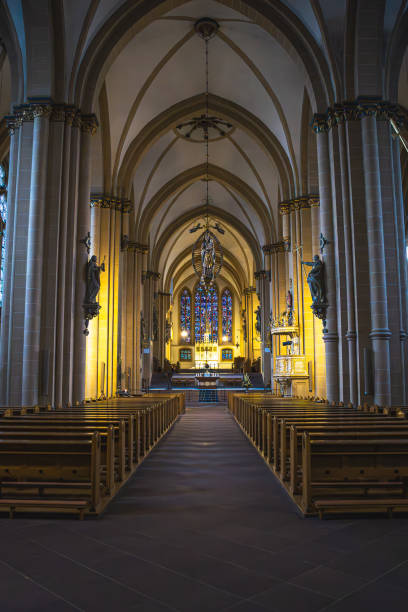 istock The interior of a large church. 1969628143