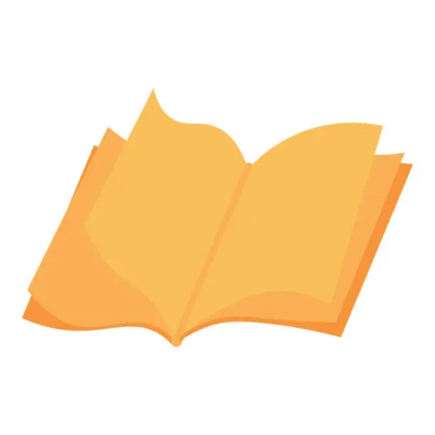 Vector illustration of Flat Old Open Book With Yellowed Pages Icon