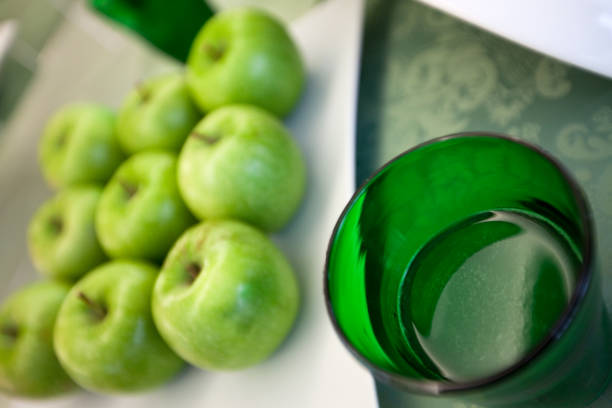 green apples and green glasses