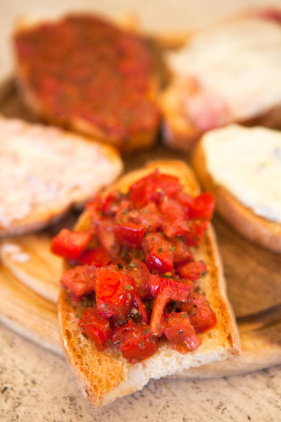 classic bruschetta with fresh tomato, garlic and oil