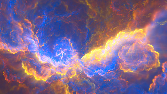 Heaven or spirituality. Fractal clouds, abstract background.