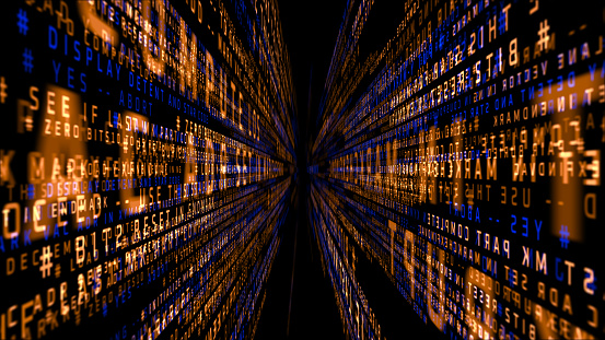 Data flow abstract background. Code, communications, computer technology.