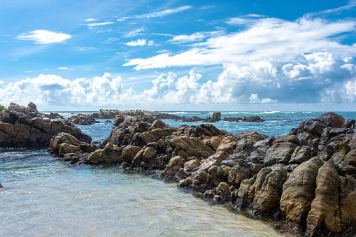 Beautiful Indian Ocean coastline on the island of Sri Lanka, Mirissa.