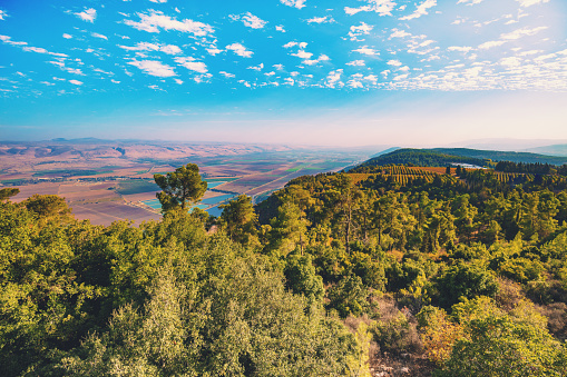 Breathtaking view from Mount Menara of the valley in Northern Israel