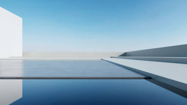 istock Abstract modern architecture with empty concrete floor, Futuristic design, Scene for car presentation. 1969711993