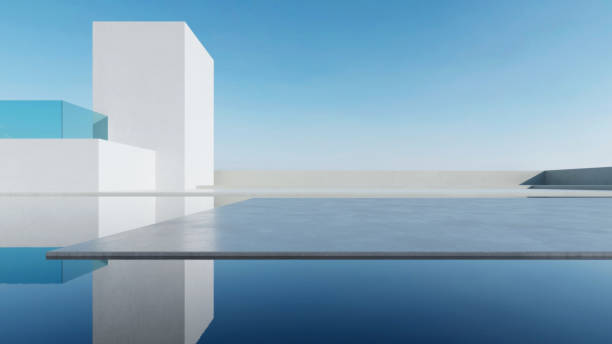 istock Abstract modern architecture with empty concrete floor, Futuristic design, Scene for car presentation. 1969711995