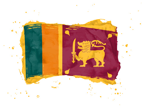 Flag of Sri Lanka, brush stroke background.  Flag of Sri Lanka on white background. Watercolor style for your design, Democratic Socialist Republic of Sri Lanka.  EPS10.