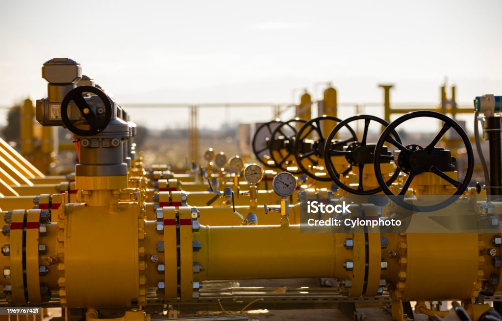 Gas interconnector. It connects gas transmission networks. Natural Gas Stock Photo Gas interconnector. It connects gas transmission networks. Natural Gas Stock Photo