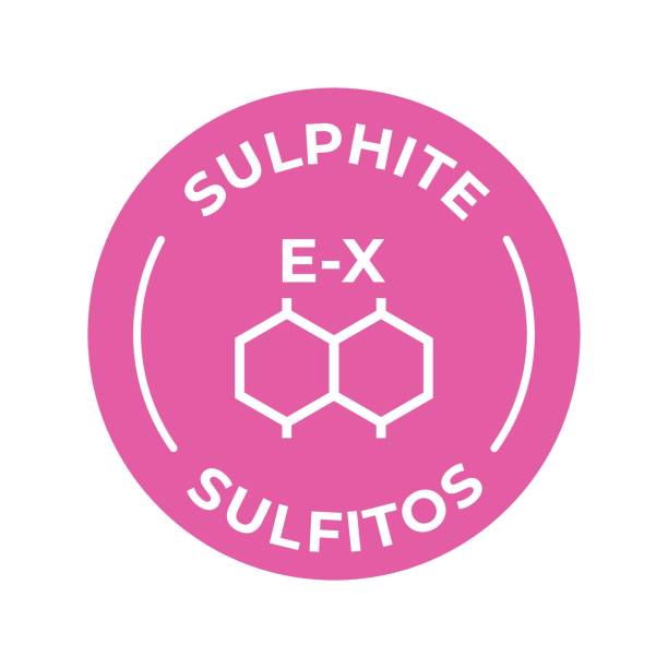istock Isolated Vector Logo Badge Ingredient Warning Label. Colorful Allergens icons. Food Intolerance Sulphite. Written in Spanish and English 1969805281