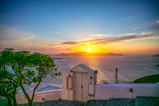 Santorini is an island in the southern Aegean Sea, about 200 km southeast from the Greek mainland.