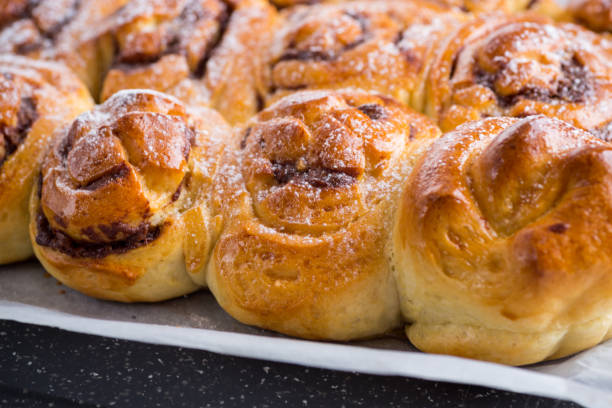 istock cooked baked sweet bun rolls with chocolate filling 1969809497