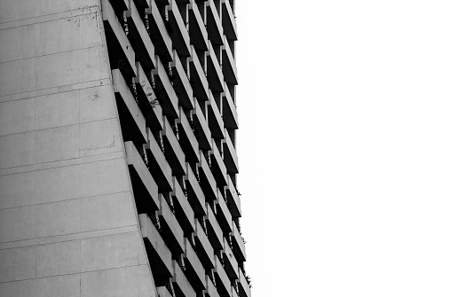 A hotel facade in black and white, located in Calpe, Spain