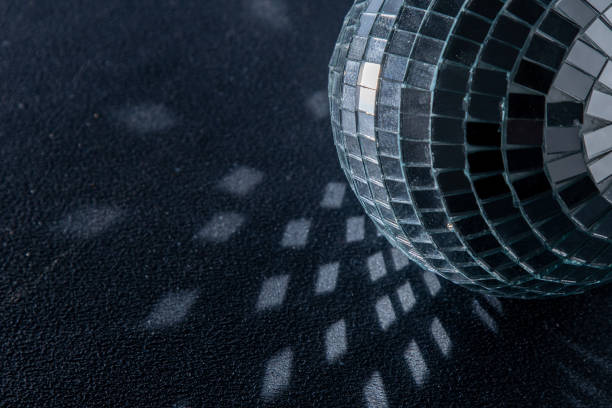 Mirror disco ball. Black background. stock photo