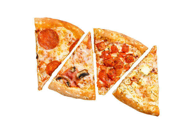 istock Mix of Italian pizza  Isolated on white background. Top view. 1969856765