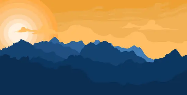 Vector illustration of vector Beautiful blue mountains