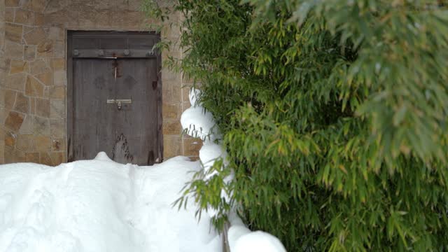 a door covered in snow