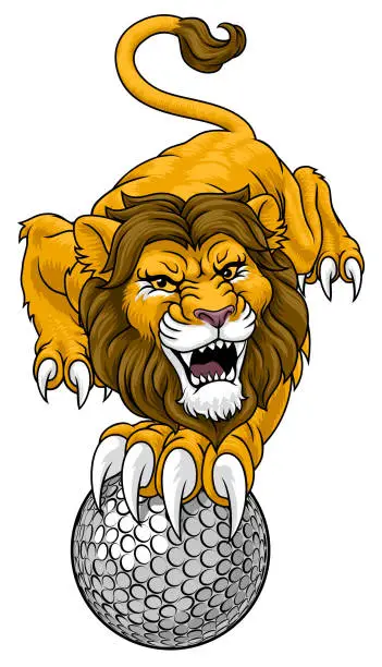 Vector illustration of Lion Golf Animal Sports Team Mascot