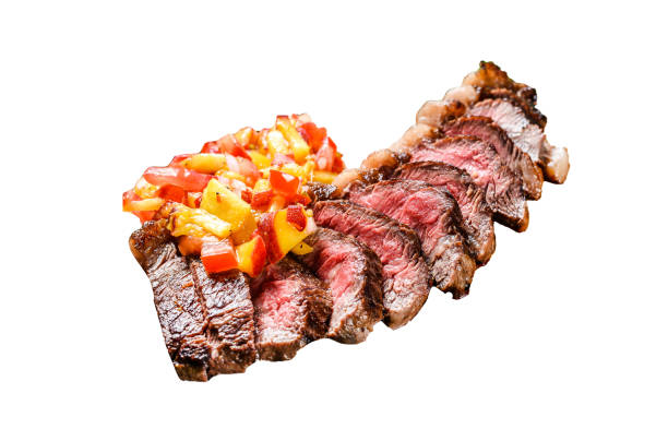 istock Grilled ramp cap steak  Isolated on white background. Top view. 1969914389