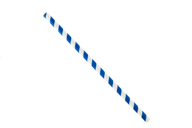 istock Blue striped paper straw isolated on white background 1969919186