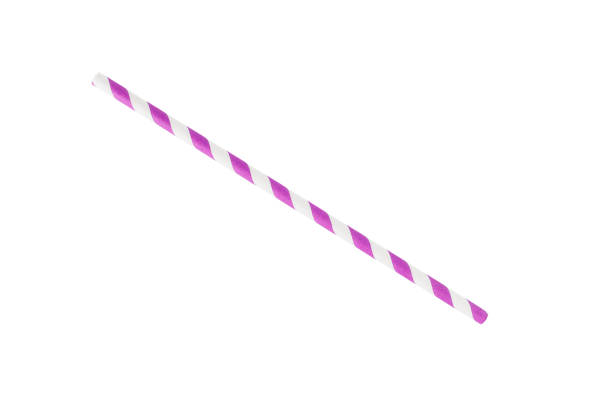 istock Purple striped paper straw isolated on white background 1969919701
