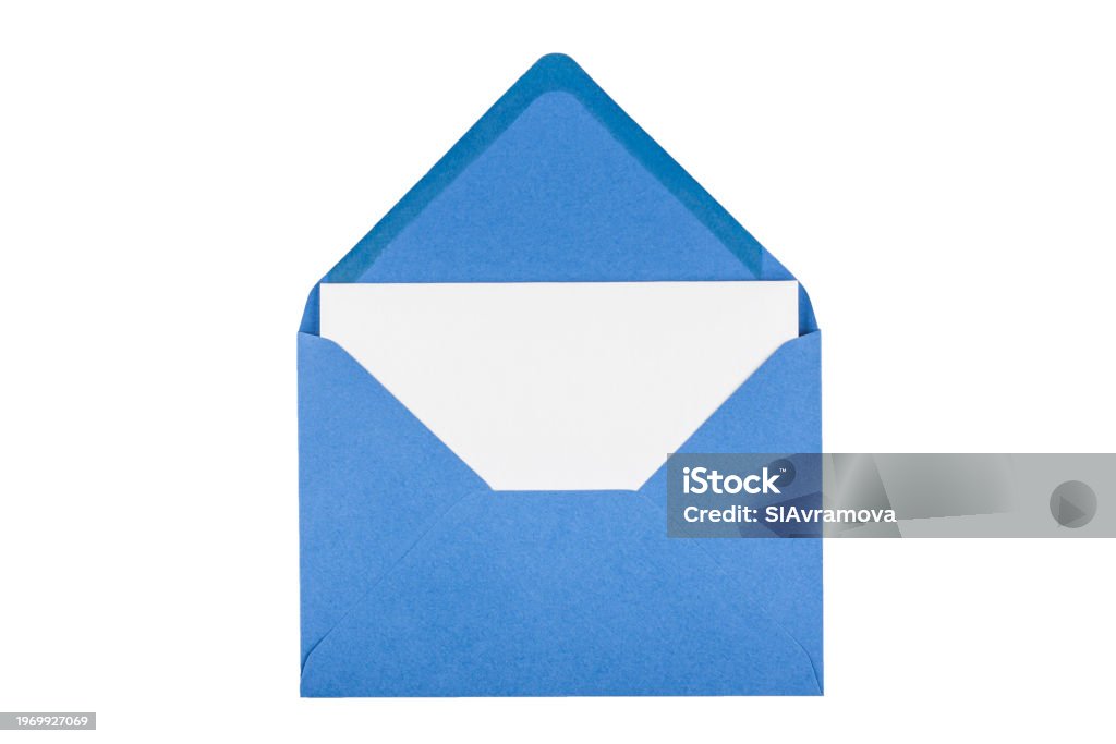 Empty Envelope Card Empty White Greeting Card In A Blue Envelope Isolated On A White ...