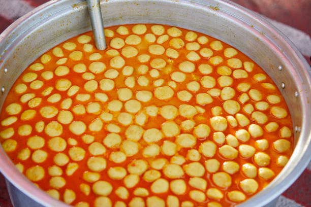 Fish curry sauce and meat ball in pot