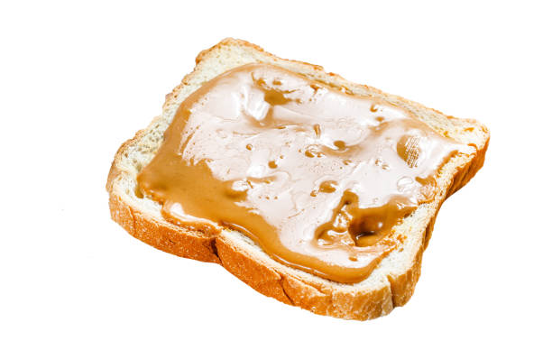 Peanut butter sandwich  toast.  Isolated on white background. Top view