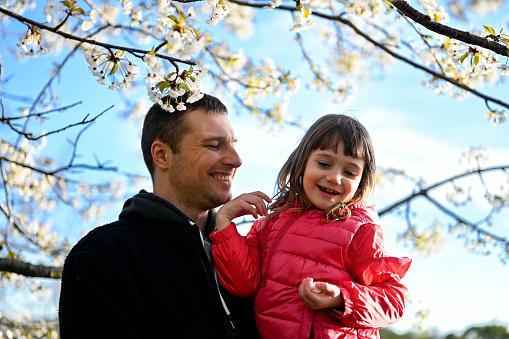 Togetherness in a spring tree area in nature.