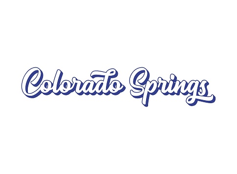 Handwritten words Colorado Springs. 3D vintage, retro lettering for poster, sticker, flyer, header, card, clothing