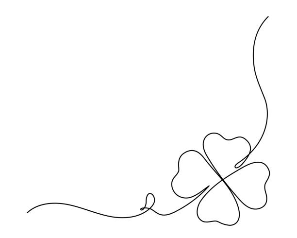 сlover single line art - clover celebration event sparse simplicity stock-grafiken, -clipart, -cartoons und -symbole