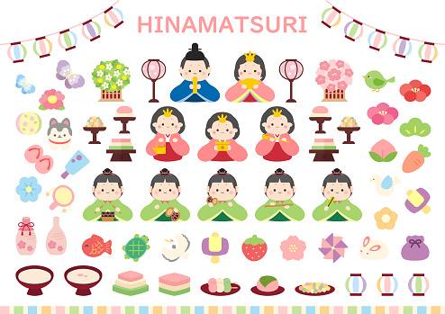 A set of Japanese women on Hanamatsuri Day.It's vector art so it's easy to edit.