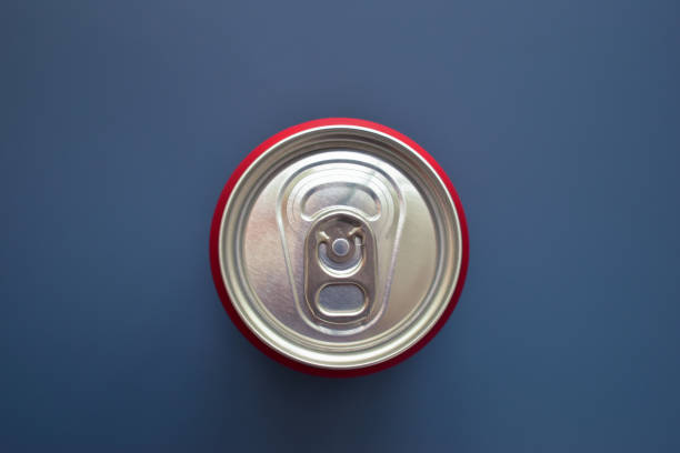 istock aluminium red cans soft drink put on blue texture background 1970013136