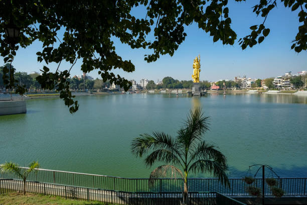 Vadodara, India - January 14, 2024: Views of Sursagar Lake in Vadodara, India.