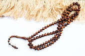 Prayer bread or Islamic prayer beads. Suitable as a background for design concepts with a Ramadan theme or other Islamic religious events.