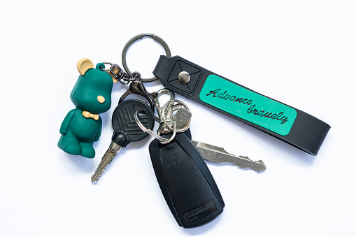 Car keys, isolated on white background, clipping path included.