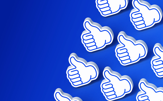 Social media thumbs up like symbol.