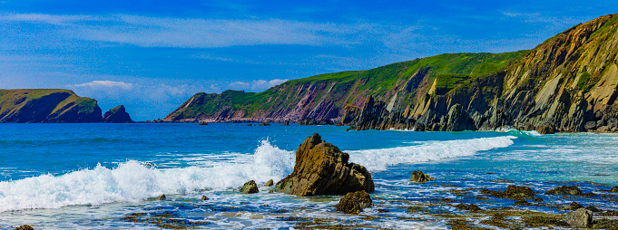 Pembrokeshire coast west Wales coast rocks UK.