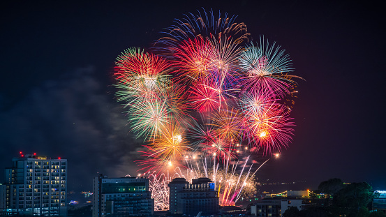 Colourful firework at night sky