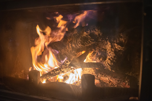 View of flame in Fireplace