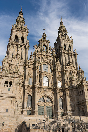 Facade of Santiago de Compostela cathedral. Pilgrimage. Camino de Santiago