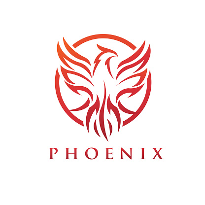 vector of simple circle phoenix fire bird symbol