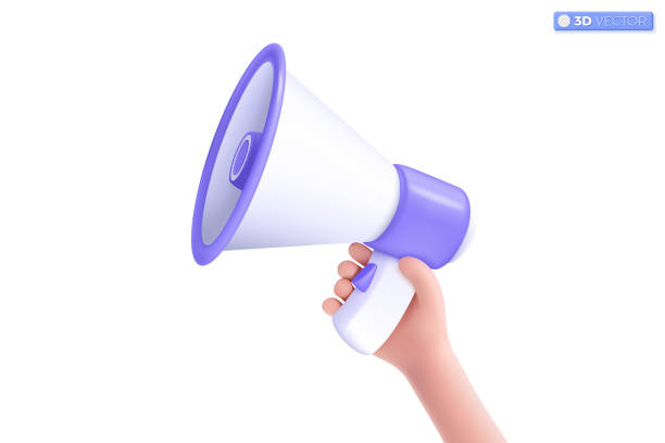 istock 3d Violet color megaphone speaker icon symbol. loudspeaker bullhorn for announce discount promotion, sell reduced prices concept. 3D vector isolated illustration, Cartoon pastel Minimal style. 1970291566