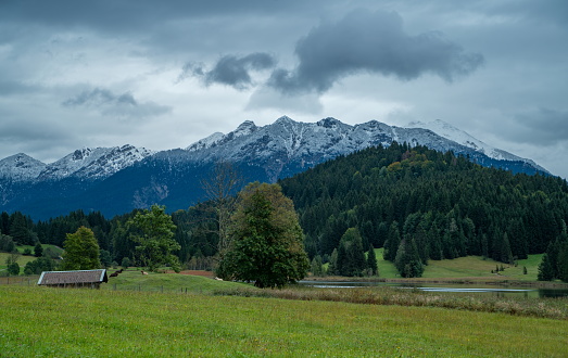 Geroldsee,by Garmisch-Patenkirchen,Bavaria ,Germany in September\non a cold day.