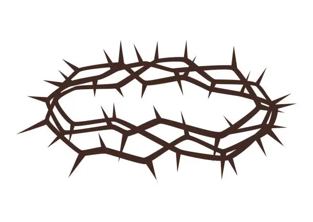 Vector illustration of Christian crown of thorns. Happy Easter image. Religious symbol.